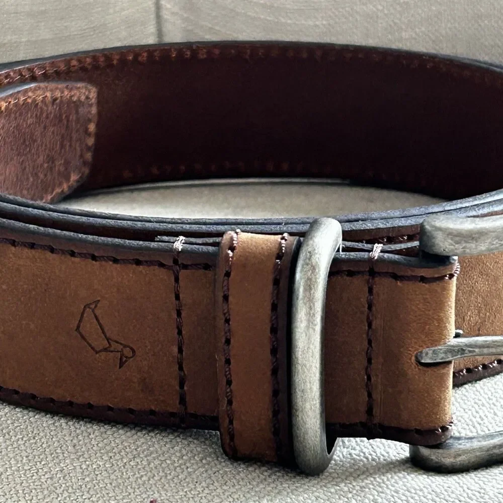 Alesbury Men's Belt Size 44 Genuine Leather Brown Classic Traditional